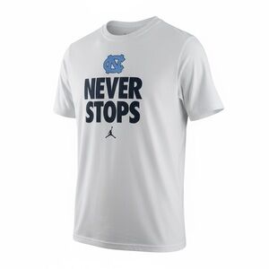 North Carolina Jordan White and Blue 'Never Stops' Men's Tee